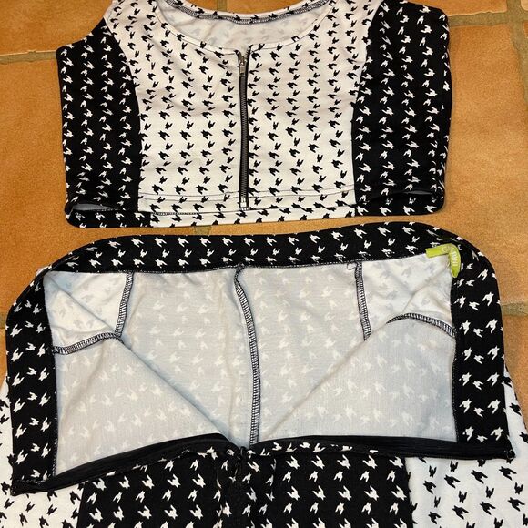 Giani Bini Black White Tank Top Midriff Skirt Set Womens 6 Zipper - Picture 7 of 10